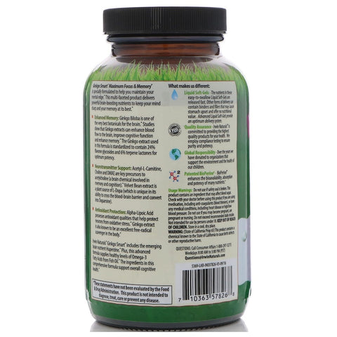 Irwin Naturals - Ginkgo Smart Maximum Focus & Memory-VALUE SIZE - 120 softgels