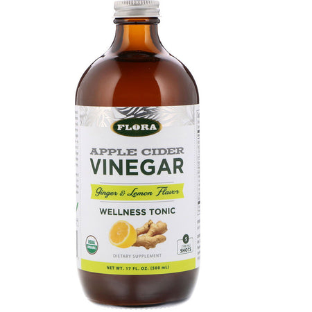 FLORA - Apple Cider Vinegar - Ginger & Lemon Flavor Wellness Tonic 17 Fl Oz