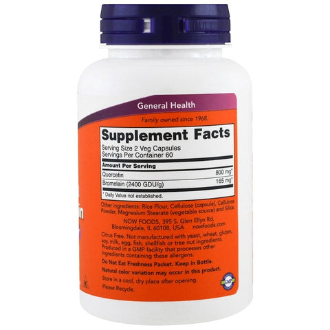 Now Foods - Quercetin with Bromelain, 120 Veg Capsules