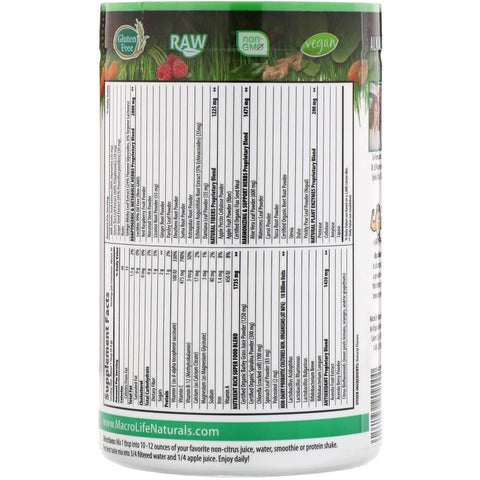 Macrolife Naturals - Macro Greens, Nutrient - Rich Superfoods, 10 oz (283.5 g)