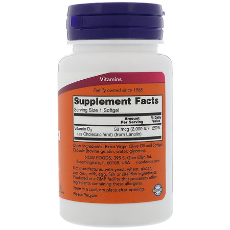 Now Foods - Vitamin D-3 High Potency , 2,000 IU, 120 Softgels