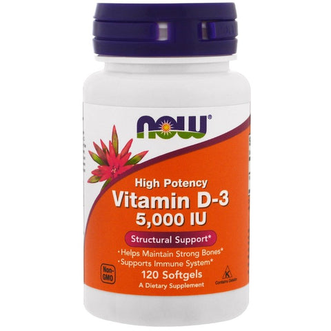 Now Foods - Vitamin D-3, High Potency, 5,000 IU, 120 Softgels