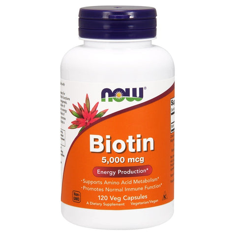Now Foods - BIOTIN 5,000 mcg, 120 Veg Capsules
