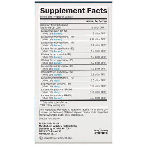 Natural Factors Ultimate Probiotic 12/12 Formula - 60 vegan capsules