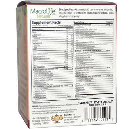 Macrolife Naturals - Miracle Reds, Cardio Antioxidant Supplement, 12 Packets, 4 oz (112.8 g)