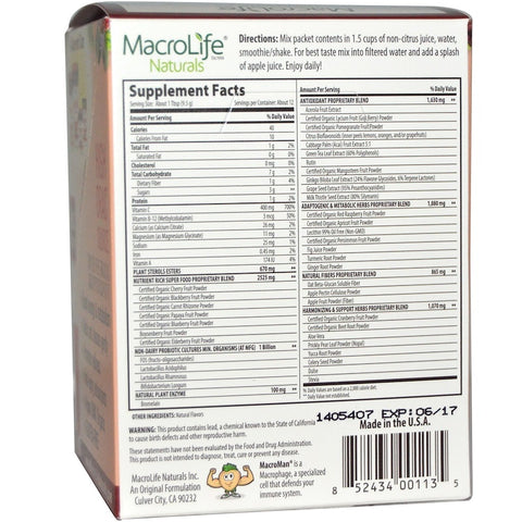 Macrolife Naturals - Miracle Reds, Cardio Antioxidant Supplement, 12 Packets, 4 oz (112.8 g)