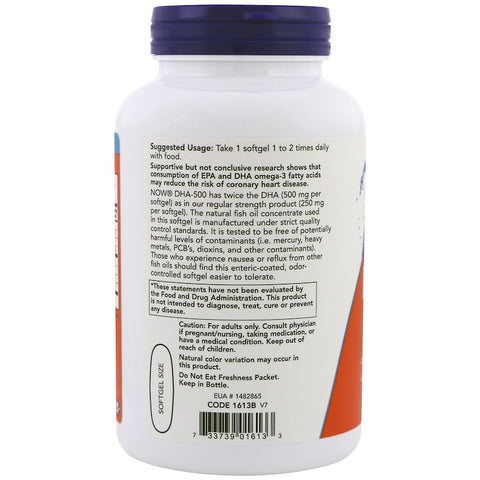 Now Foods - DHA-500/EPA-250, Double Strength, 180 Softgels