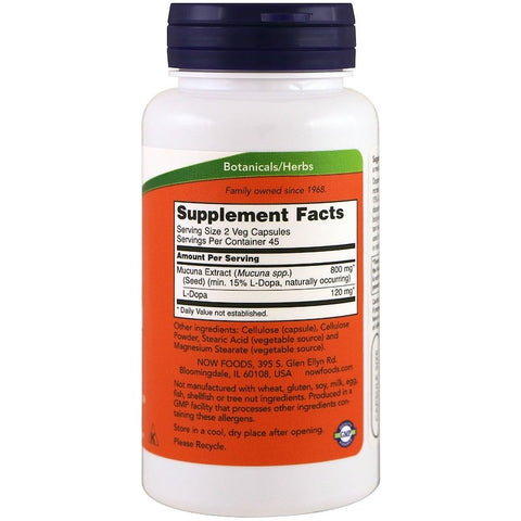 Now Foods - DOPA MUCUNA - 90 Veg Capsules