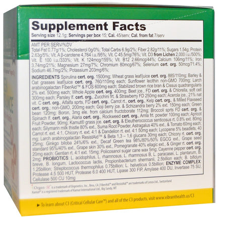 Vibrant Health - Green Vibrance 15 Single Serve Pkts, 177.45g 6.26 Oz