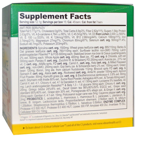 Vibrant Health - Green Vibrance 15 Single Serve Pkts, 177.45g 6.26 Oz