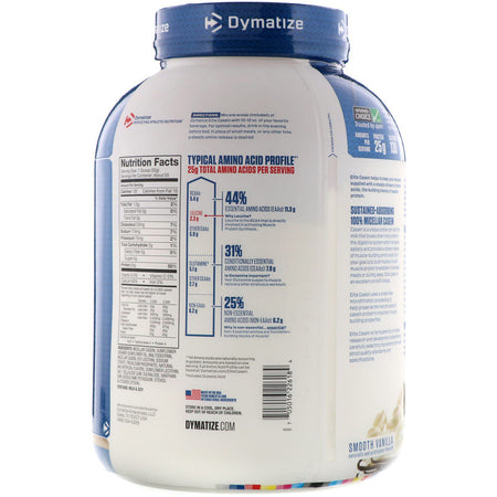 Dymatize - ELITE CASEIN, Smooth Vanilla - 4 Lb (1.8 Kg)