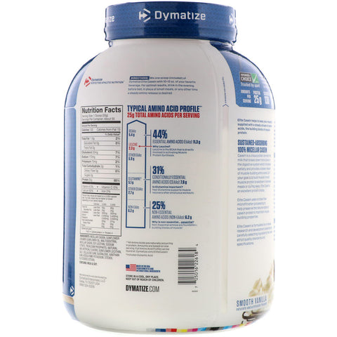 Dymatize - ELITE CASEIN, Smooth Vanilla - 4 Lb (1.8 Kg)