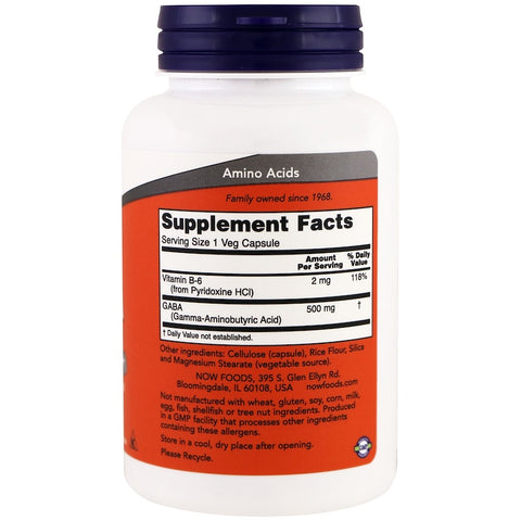 Now Foods - GABA 500 mg   100 Veg Capsules
