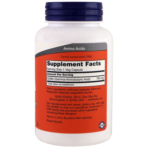 Now Foods - GABA 750 mg  - 100 Veg Capsules