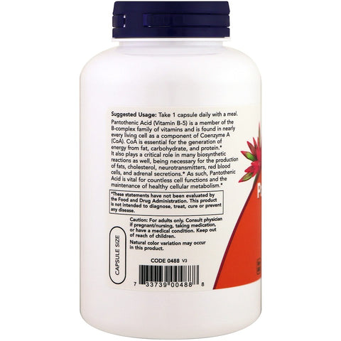 Now Foods - Pantothenic Acid, 500 mg, 250 Capsules