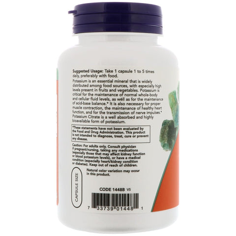 Now Foods - Potassium Citrate, 99 mg, 180 Capsules