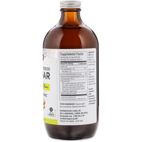 FLORA - Apple Cider Vinegar - Ginger & Lemon Flavor Wellness Tonic 17 Fl Oz