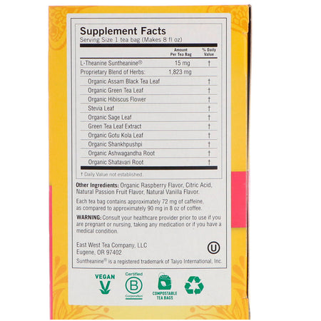 Yogi Tea - Raspberry Passion, Perfect Energy, 16 Tea Bags, 1.12 oz (32 g)