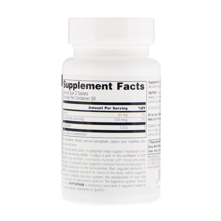 Source Naturals - L-Tryptophan 500 Mg - 60 Tablet