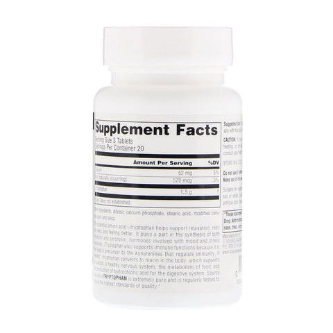 Source Naturals - L-Tryptophan 500 Mg - 60 Tablet
