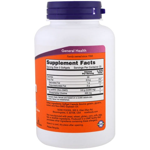 Now Foods - Lecithin, 1200 mg, 100 Softgels