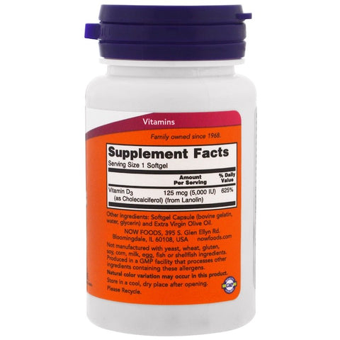 Now Foods - Vitamin D-3, High Potency, 5,000 IU, 120 Softgels
