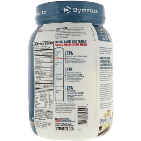 Dymatize - ISO100, Gourmet Vanilla - 1.6 Lb (725 G)