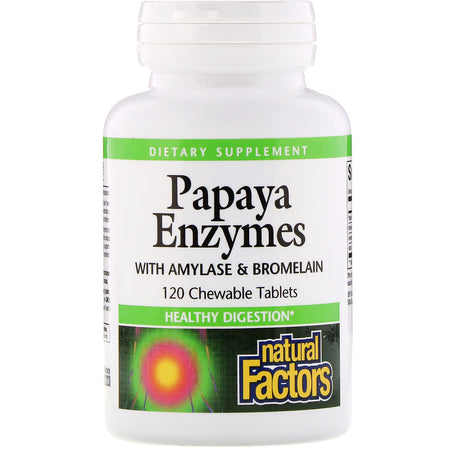 Natural Factors - Papaya Enzymes With Amylase & Bromelain,  - 120 Chewable Tablets