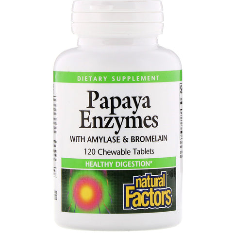 Natural Factors - Papaya Enzymes With Amylase & Bromelain,  - 120 Chewable Tablets
