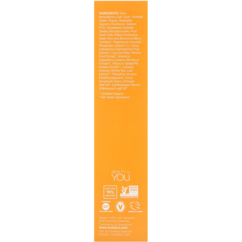 Andalou Naturals -  Illuminating Toner, Clementine + C, Brightening, 6 fl oz (178 ml)