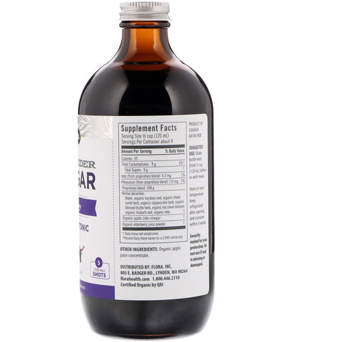 FLORA - Apple Cider Vinegar - Elderberry Wellness Tonic 17 Fl Oz
