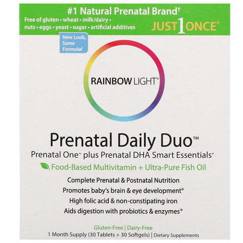 Rainbow Light - Prenatal Daily Duo, Prenatal One plus Prenatal DHA Smart Essentials, 1 Month Supply (30 Tablets + 30 Softgels)