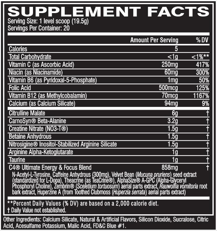 Cellucor - C4 Ultimate Blue Raspberry - 20 Servings