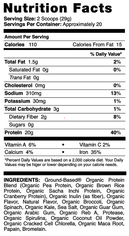 Ground Based - Superfood Protein - Pure Vanilla (Tub)
