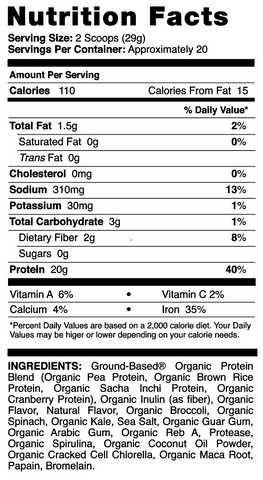 Ground Based - Superfood Protein - Pure Vanilla (Tub)