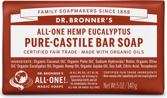 Dr Bronners - Organic Castile Bar Soap Eucalyptus