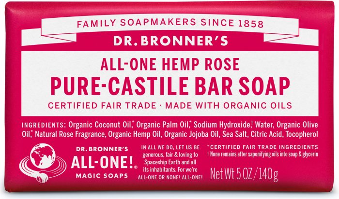 Dr Bronners - Organic Castile Bar Soap Rose