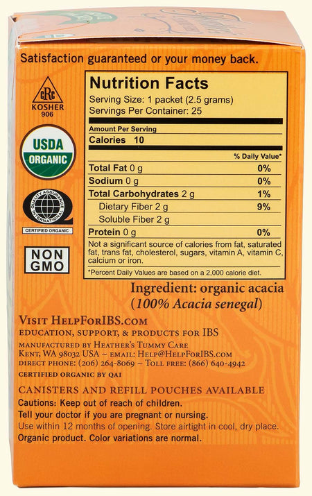 Heather’s Tummy Care - Fiber Organic Acacia Senegal (TRAVEL PACKETS) - 25 Packets X 24 Units