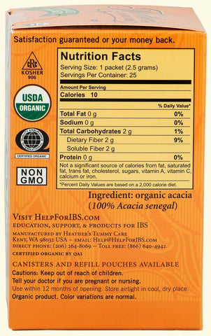 Heather’s Tummy Care - Fiber Organic Acacia Senegal (TRAVEL PACKETS) - 25 Packets X 24 Units