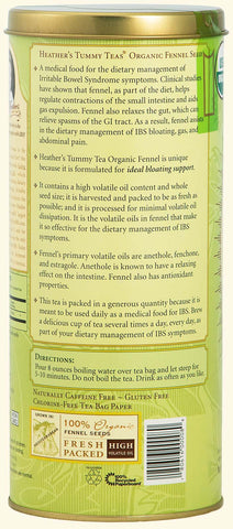 Heather's Tummy Care - Tea Organic Fennel Tea Bags - 45 Jumbo Teabag Cans