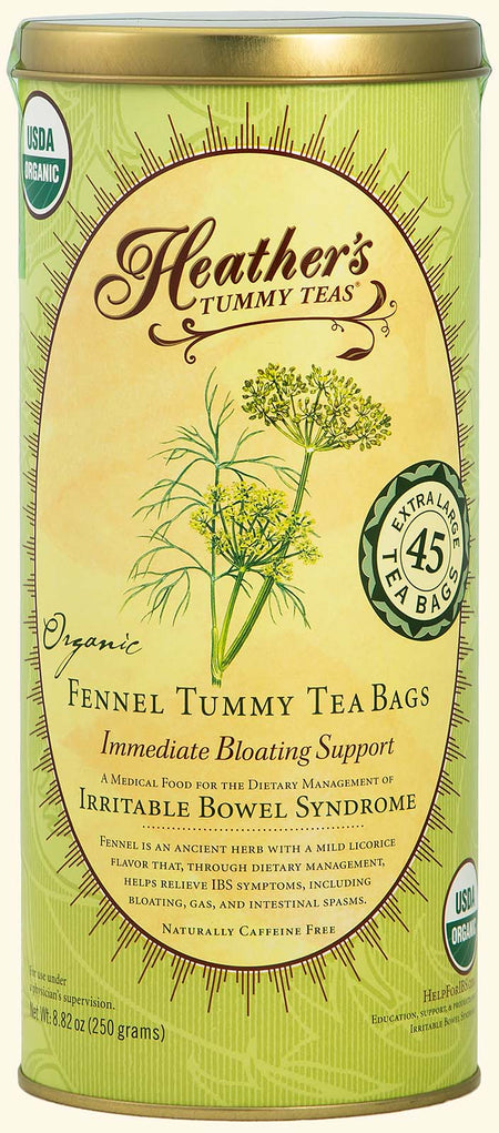 Heather's Tummy Care - Tea Organic Fennel Tea Bags - 45 Jumbo Teabag Cans