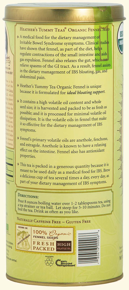 Heather's Tummy Care - Tea Organic Loose Fennel - 1 Lb Can