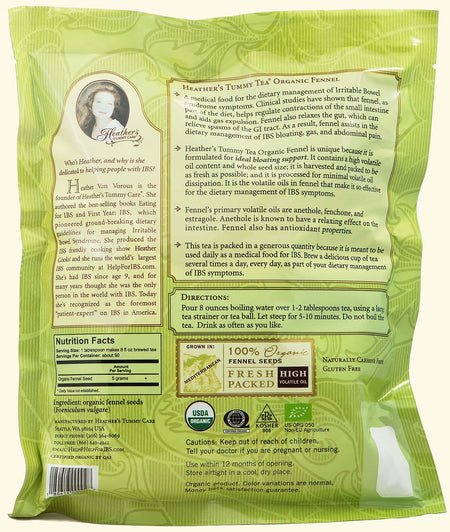 Heather's Tummy Care -  Tea Organic Loose Fennel (BULK POUCH) - 1 Lb Pouch