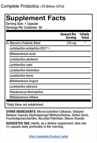 Dr Mercola - Complete Probiotics - 30 Capsules