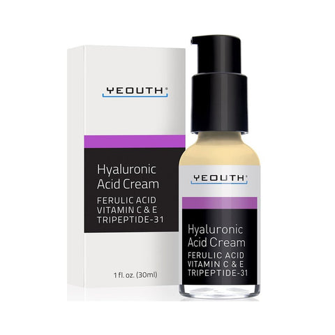 Yeouth - Hyaluronic Acid Cream With Ferulic Acid, Vitamin C & E, Tripeptide 31, 1oz