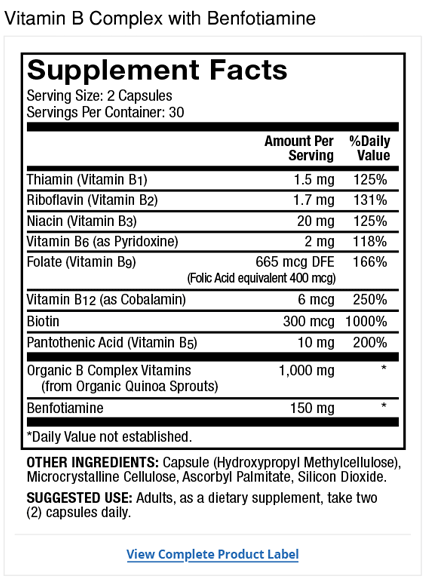 Dr Mercola - Vitamin B Complex - 60 Capsules
