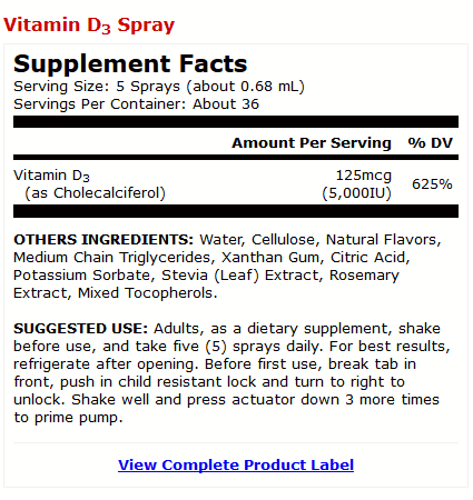 Dr Mercola - Vitamin D3 Spray - .85 Fl Oz.