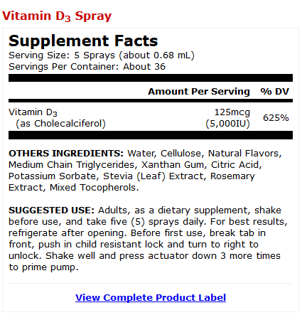 Dr Mercola - Vitamin D3 Spray - .85 Fl Oz.